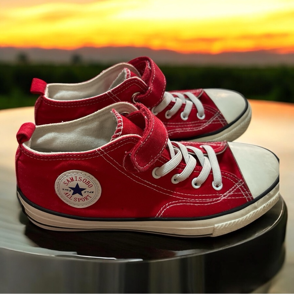 Kids Red Canvas Sneakers